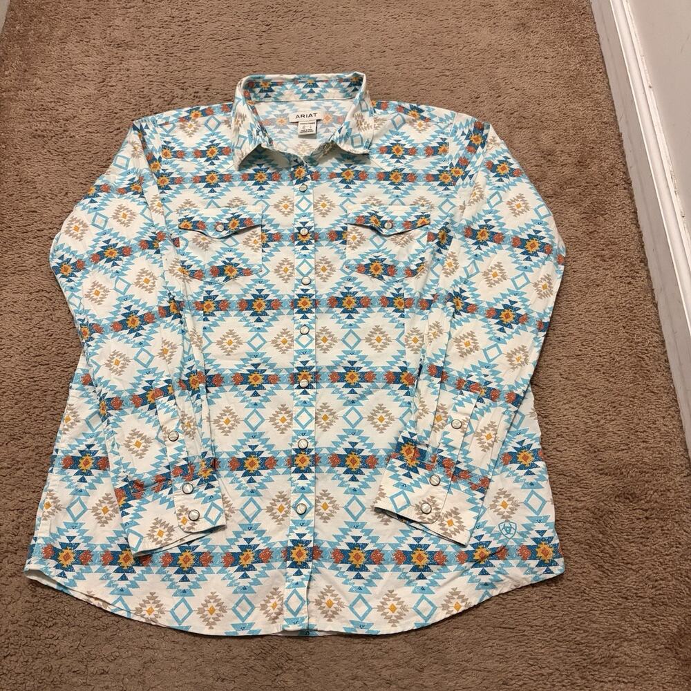 Ariat Women’s Large Western Shirt Aztec Southwestern Pearl Snap Long Sleeve